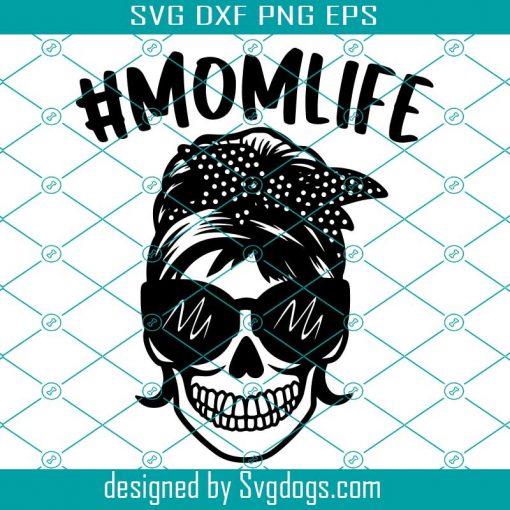 Mom Life Skull Svg, Skull Mom Svg,  Mom Skull Svg, Mom Bun Hair Svg