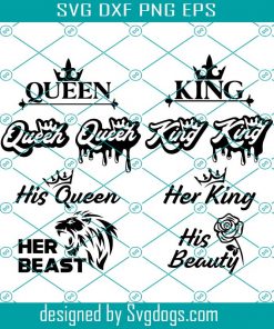 Queen And King Svg, His Beauty Her Beast Svg, Her King Svg, His Queen Svg, Crown Svg