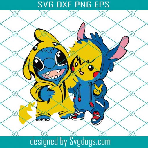 Stitch And Pikachu Wearing Hoodie Svg, Pikachu Svg, Pikachu Gift Svg, Pikachu Print Svg, Pikachu Birthday Svg, Pikachu Invitation Svg