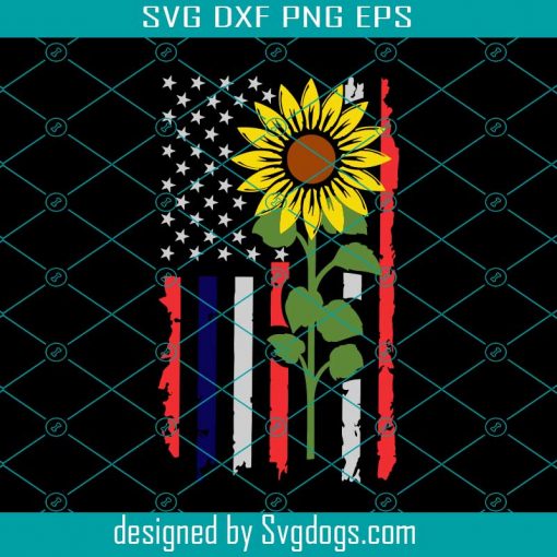 Sunflower America Flag Svg, Sunflower Svg, Sunflower Gift Svg, Sunflower Lover Svg, Sunflower Lover Gift Svg, America Flag Svg