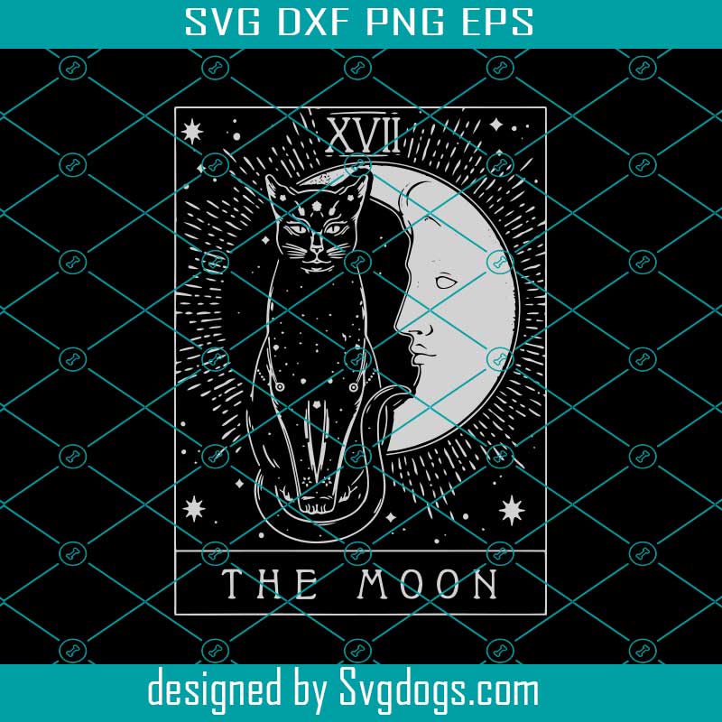 Tarot Card Crescent Moon And Cat Svg, Trending Svg, Tarot Card Svg, The ...