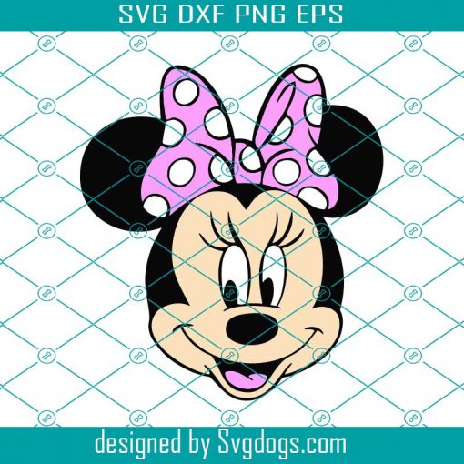 Minnie Mouse Svg, Head Pink Bow Polka Dots Polkadots Svg, Disney Svg ...