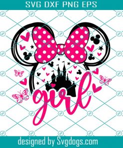 Mickey Girl Svg, Disney Birthday Print For T-shirt Svg, Minnie Head Svg For Toddler, Disney Castle Svg