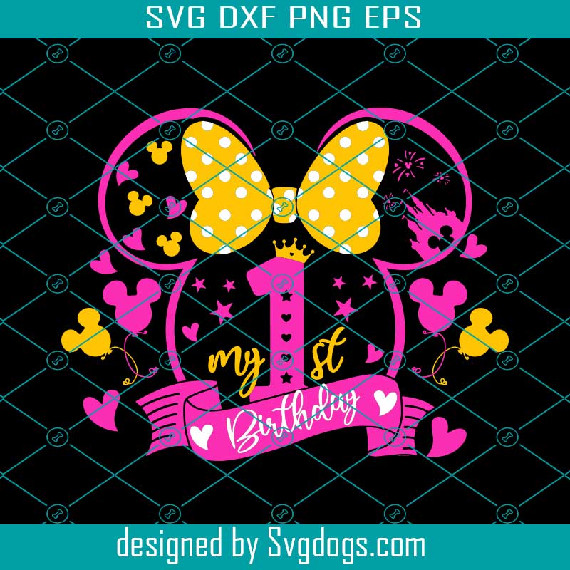 Download Minnie 1st Birthday Svg Disney First Birthday Print For T Shirt Svg Mickey Birthday Svg For Baby Girl Svg Svgdogs