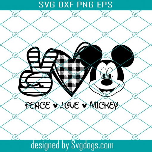 Peace Love Mickey Svg, Disney Craft Pattern Print For T-shirt Svg, Mickey Mouse Svg