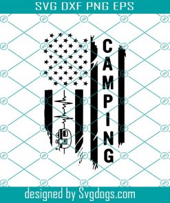 Heartbeat Camping American Flag Svg, Camping Svg