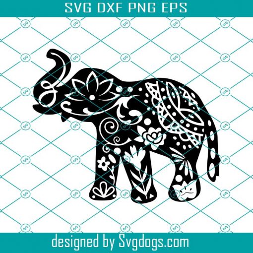 Elephant Svg, Elephant Mandala Svg, Mandala Svg, Animal Svg, Animal Mandala Svg, Flower Svg, Floral Svg