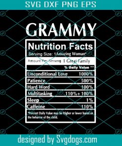 Grammy Nutrition Facts Funny Mothers Day For Mom Grandma Svg, Mother’s Day Svg