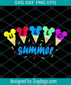 Hello Summer Mickey Head Ice Cream Svg, Hello Summer Svg, Disney Svg