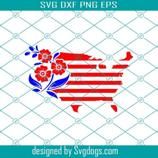 Floral American Flag Svg, 4th July Svg, Floral Svg, American Flag Svg, Flower Svg, Flag Svg