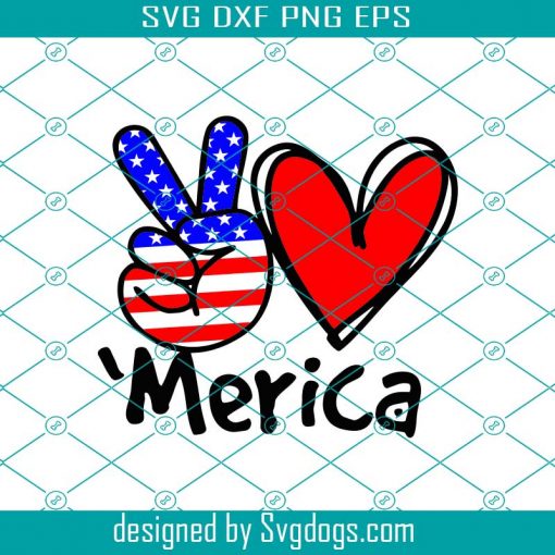 Merica Svg, Peace Love Merica Svg, 4th Of July Svg, Peace Love Svg, Patriotic Svg