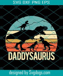 Vintage Retro 3 Kids Daddysaurus Svg, Sunset Svg, Fathers Day Svg, Daddy Saurus Svg, Fathers Day Gift Svg Svg