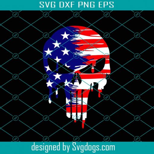 Skull Distressed American Flag Svg, Skull Svg, 4th Of July Svg, Patriotic Svg, Punisher Skull Svg