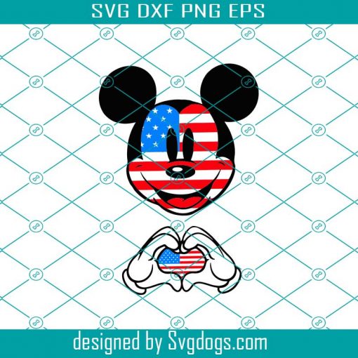 Mickey Mouse Hands USA Flag Heart Svg, 4th Of July Svg, Independence Day Svg