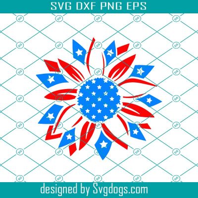 Patriotic Sunflower Svg, 4th Of July Svg, American Flag Svg