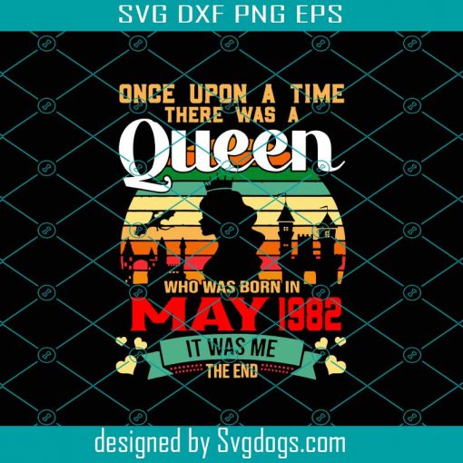 Birthday Queen May 1982 Svg, Birthday Svg, Birthday Queen Svg, May Svg, 1982 Svg, Vintage Birthday Svg, Queen Svg, Ribbon Birthday Svg