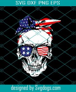 Patriotic Skull American Flag Bandana Svg, Fortnite Svg, 4Th Of July Svg, Patriotic Skull Svg