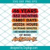 Being Awesome Svg, Birthday Svg, 46 Years Svg, 552 Months Svg, 16801 Days Svg, 403224 Hours Svg, 24193440 Minutes Svg
