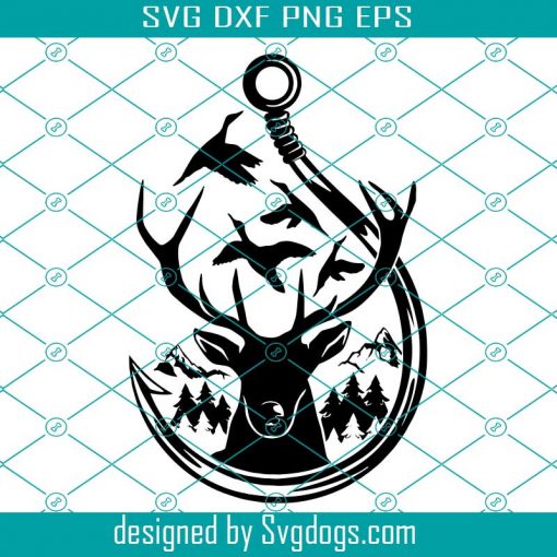 Duck Svg, Deer And Hook Hunting Svg ,Hunting Svg, Fishing Svg