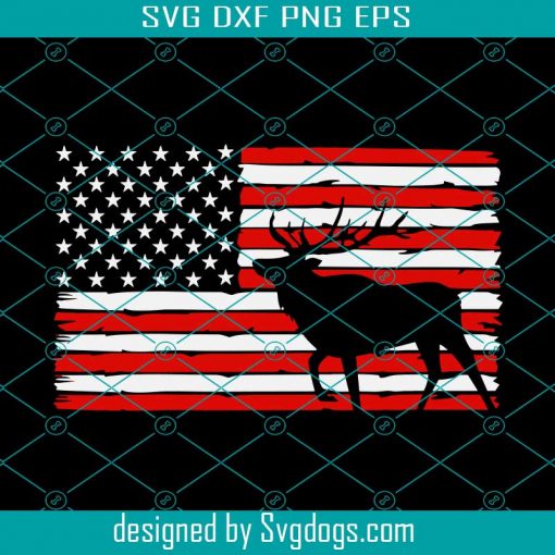 Patriotic Elk Hunting Svg, American Flag Hunting Svg, Archery Svg, Deer Hunting Svg, Hunters Svg