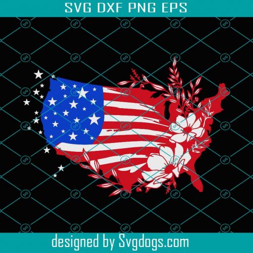 Floral American Flag Svg, Memorial Day Svg, 4th July Svg, American Shirt Svg, Independence Day  Usa Flag Svg