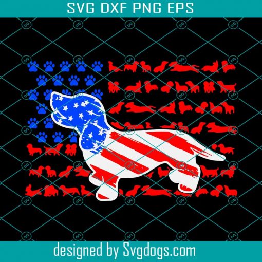 Dachshund American Flag Svg, American Svg, Dog Svg, Merica Svg, Usa Svg, Patriotlc Svg, Flag Svg, Dog Svg