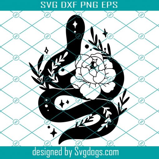 Floral Snake Svg, Boho Svg, Peony Svg, Snake Tattoo Svg, Flower Svg