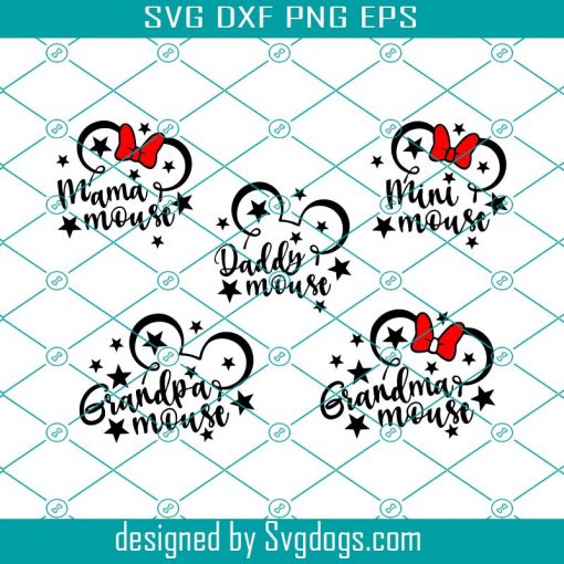 5 Designs For Family In Svg, Daddy Mouse Svg, Mama Mouse Svg, Mini Mouse Svg