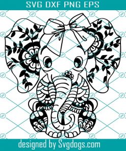 Floral Elephant Svg, Boho Nursery Elephant Girl Svg, Animal Svg