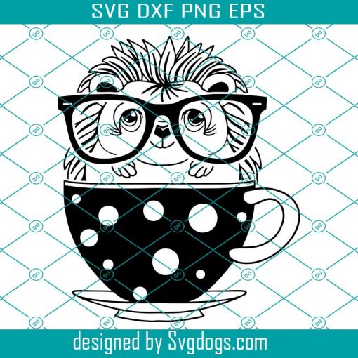 Hedgehog Tea Cup Svg, Coffee Glasses Nerd Day School Baby Boy Birthday Mom Lover Gift Logo Cute Funny Vinyl Svg