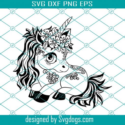 Floral Unicorn Svg, Cartoon Unicorn Svg, Cute Unicorn Svg