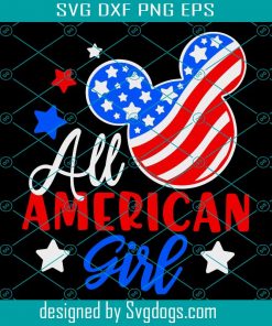 All American Girl Svg, Mickey USA Flag, Mickey America Svg, Mickey Stars Stripes, 4th of July Mickey Svg