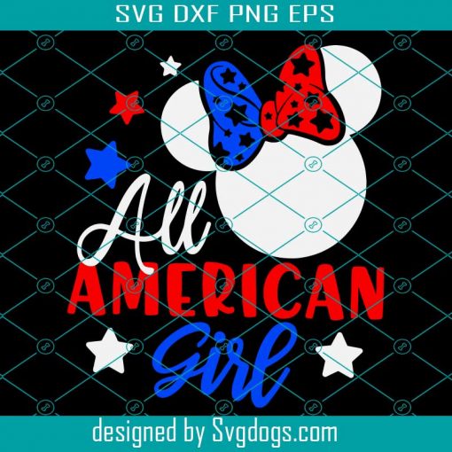 All American Girl Svg, Minnie USA Flag Svg, Minnie America Svg, Minnie Stars Stripes Svg, 4th Of July Minnie Svg