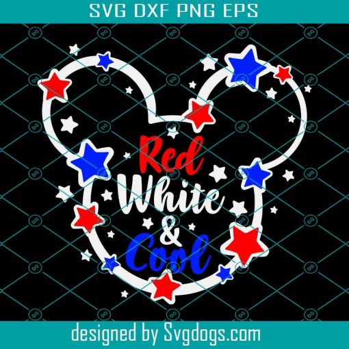 Red White And Cool Svg, Mickey US Svg, Mickey Stars Stripes Svg, Mickey Stars Frame Svg, 4th Of July Mickey Svg