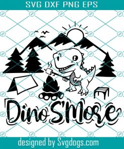 Dino SMore Svg, Cute Dinosaur Camping Svg, Dinosaur Camping Svg, Summer Camp Smores Svg