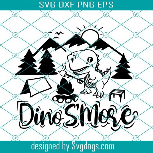 Dino SMore Svg, Cute Dinosaur Camping Svg, Dinosaur Camping Svg, Summer Camp Smores Svg