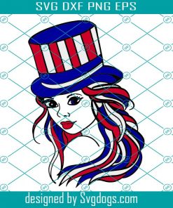 American Girl With American Flag Top Hat Fourth Of July Svg, Independence Day Svg, Dog Usa 4th Of July Svg
