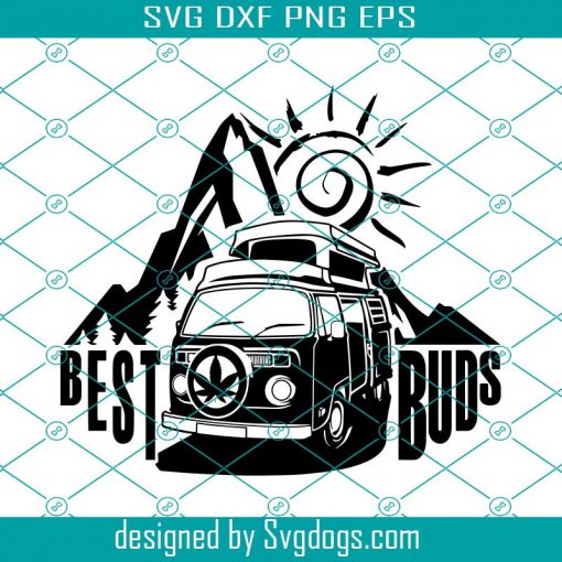 Van Retro Best Buds Svg, Hippie Van Bus Canabis Svg, VW Van Campping Svg, Best Buddys Trip Svg