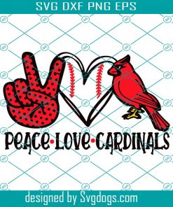 Peace Love Cardinals Svg, Sport Svg, Cardinals Team Svg, Baseball Team Svg, Football Fan Svg, Hi Hand Svg
