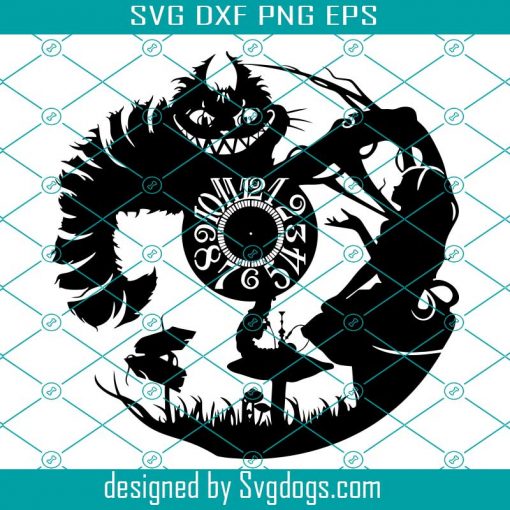 Alice Svg, Alice In Wonder Svg, Alice And Cat svg, Wonderland Svg, Cat Svg, Clock Svg, Steam Pank Svg