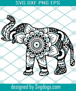 Elephant Mandala Svg, Files For Silhouette Files For Cricut Svg, Flower Svg