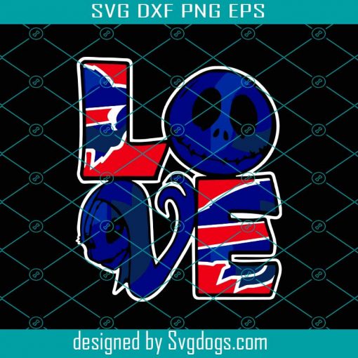 Halloween Jack And Sally Love The Buffalo Bills NFL Svg, Buffalo Bills Svg, NFL Logo Svg