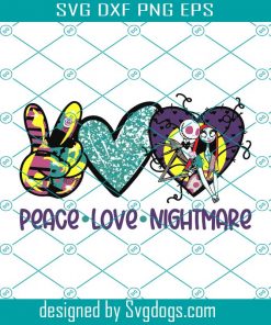 Peace Love Svg, Nightmare Before Christmas Jack And Sally Sublimation Transfer Svg, Peace Love Nightmare Before Christmas Jack Svg