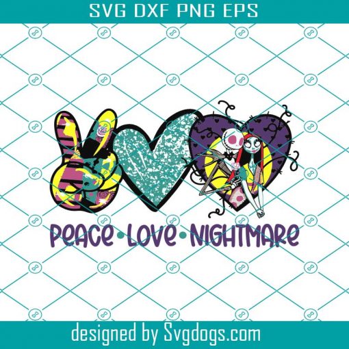 Peace Love Svg, Nightmare Before Christmas Jack And Sally Sublimation Transfer Svg, Peace Love Nightmare Before Christmas Jack Svg