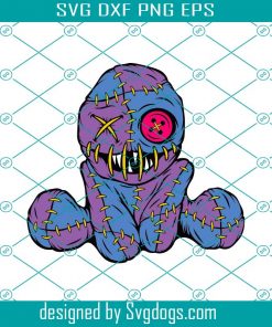 Evil Voodoo Doll With Fangs Svg, Purple Blue Doll Monster Svg, Funny Halloween Svg