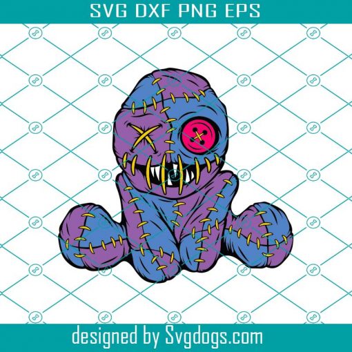 Evil Voodoo Doll With Fangs Svg, Purple Blue Doll Monster Svg, Funny Halloween Svg