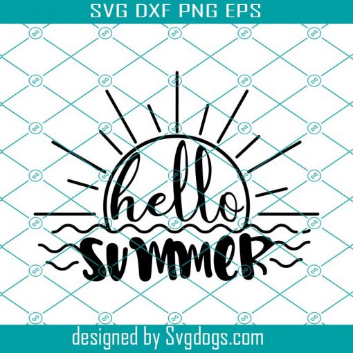 Hello Summer Hand Lettered Svg, Summer Svg, Sunny Svg, Sunshine Svg