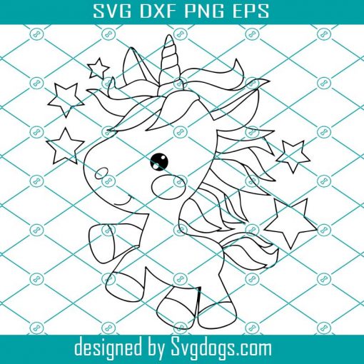 Unicorn Digital Stamp Svg, Coloring Page Svg, Trending Svg