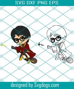 Little Harry Flying On A Broom Svg, Harry Svg, Cute Wizard Toddler Vector Art Svg, Quidditch Harry Chasing Snitch Svg