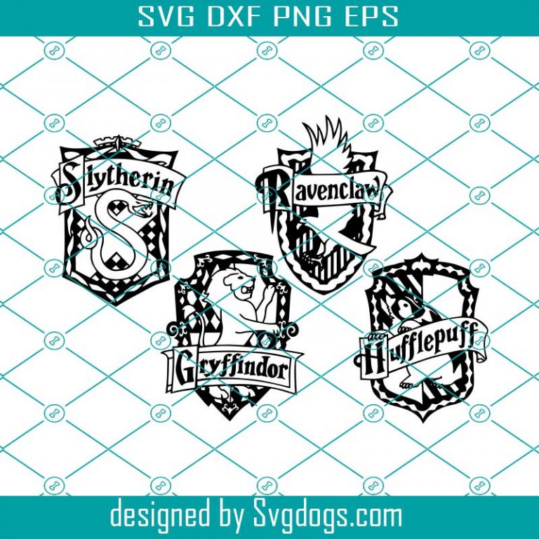 Low Detail 4 Black Vector Hogwards House Crest Svg, Vector Gryffindor ...